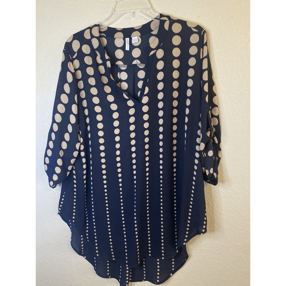 Womens Dress Size 14/16 Tunic Dress Pintuck Pleats Polka Dots